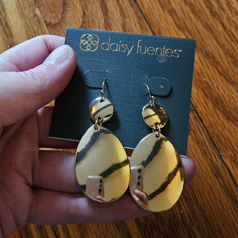 Daisy Fuentes Gold-Tone Mixed Metal Dangle Drop Earrings
